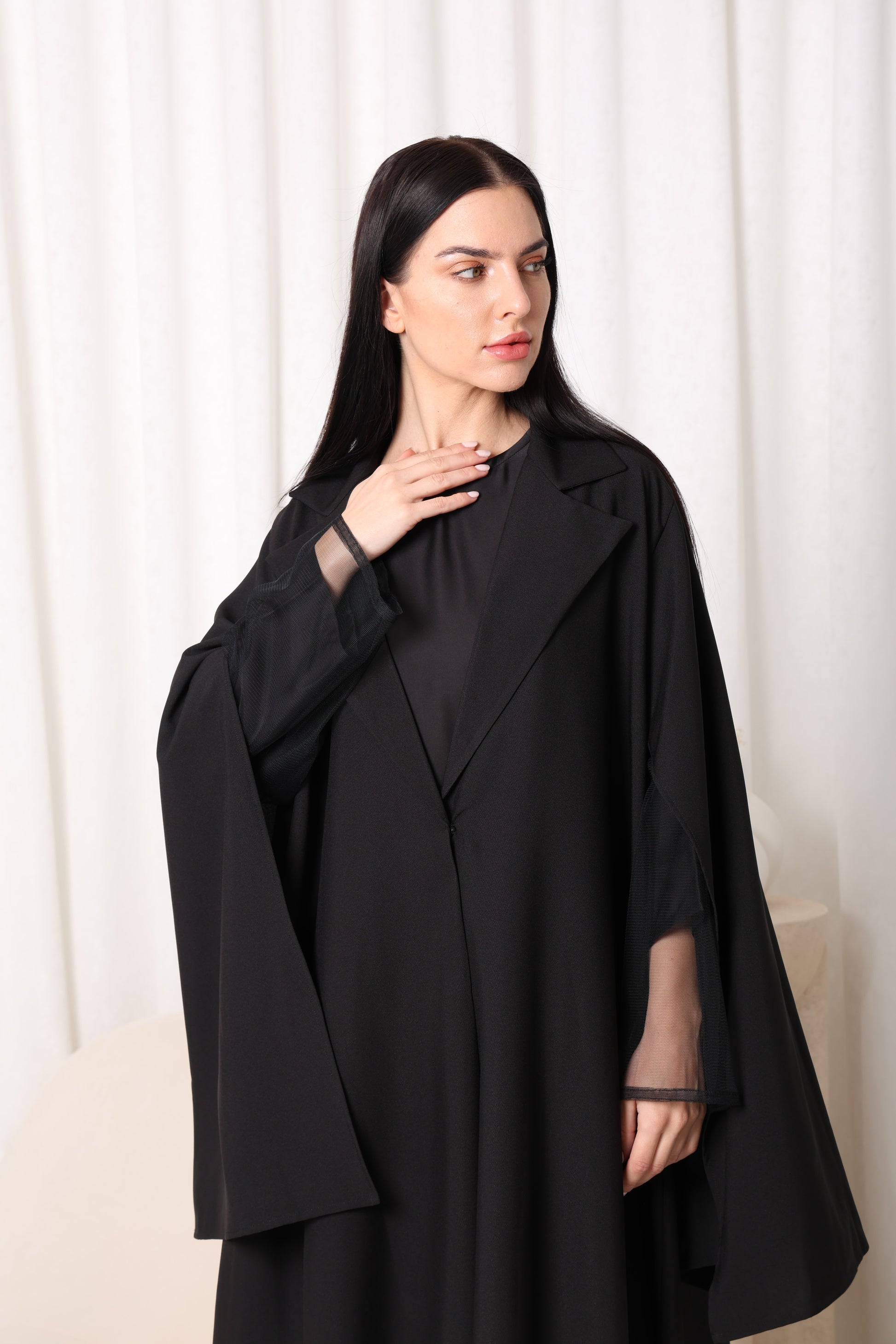 Black Opaque Cape Abaya-Sandy's Edition Boutique