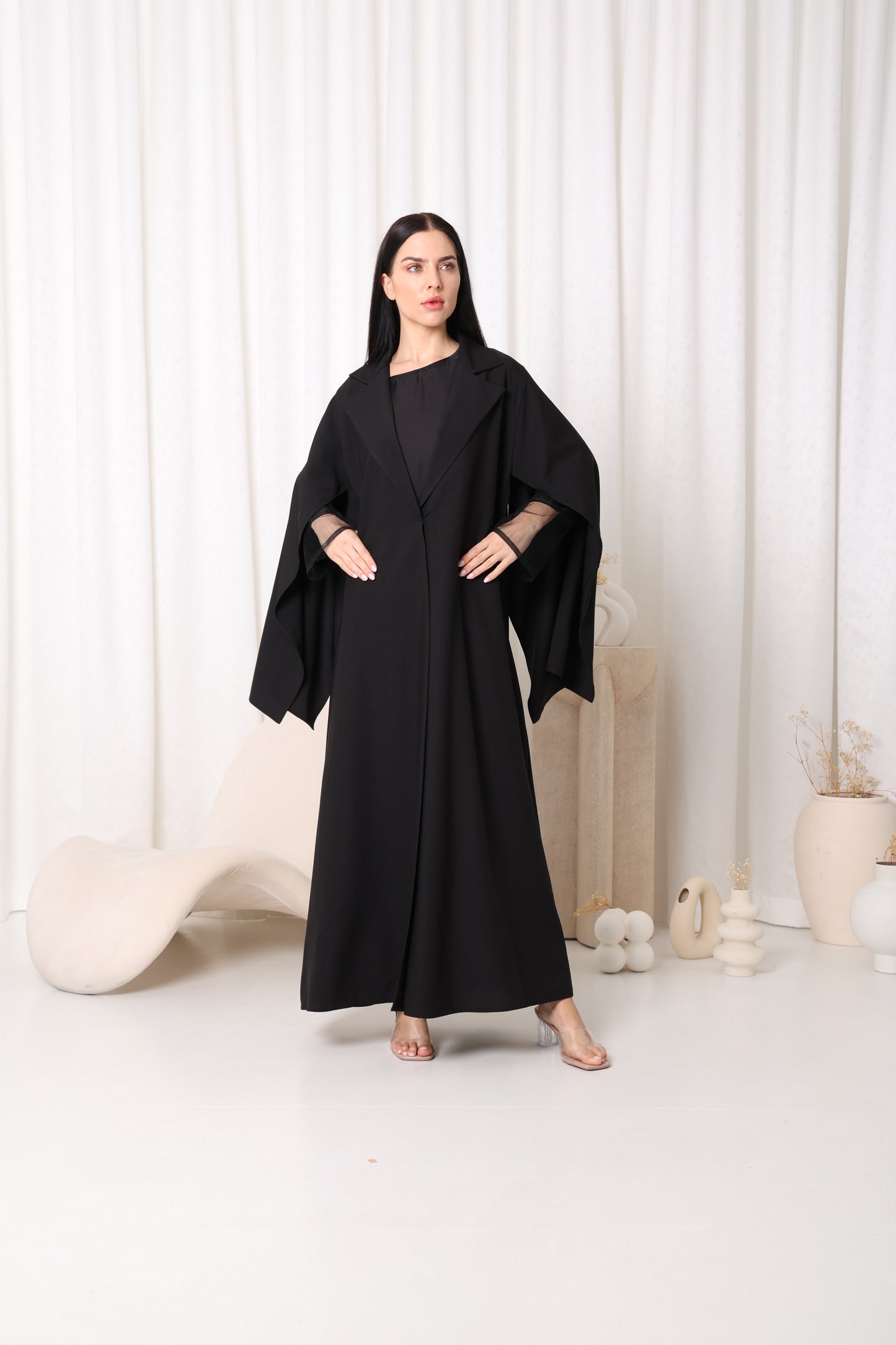 Black Opaque Cape Abaya-Sandy's Edition Boutique