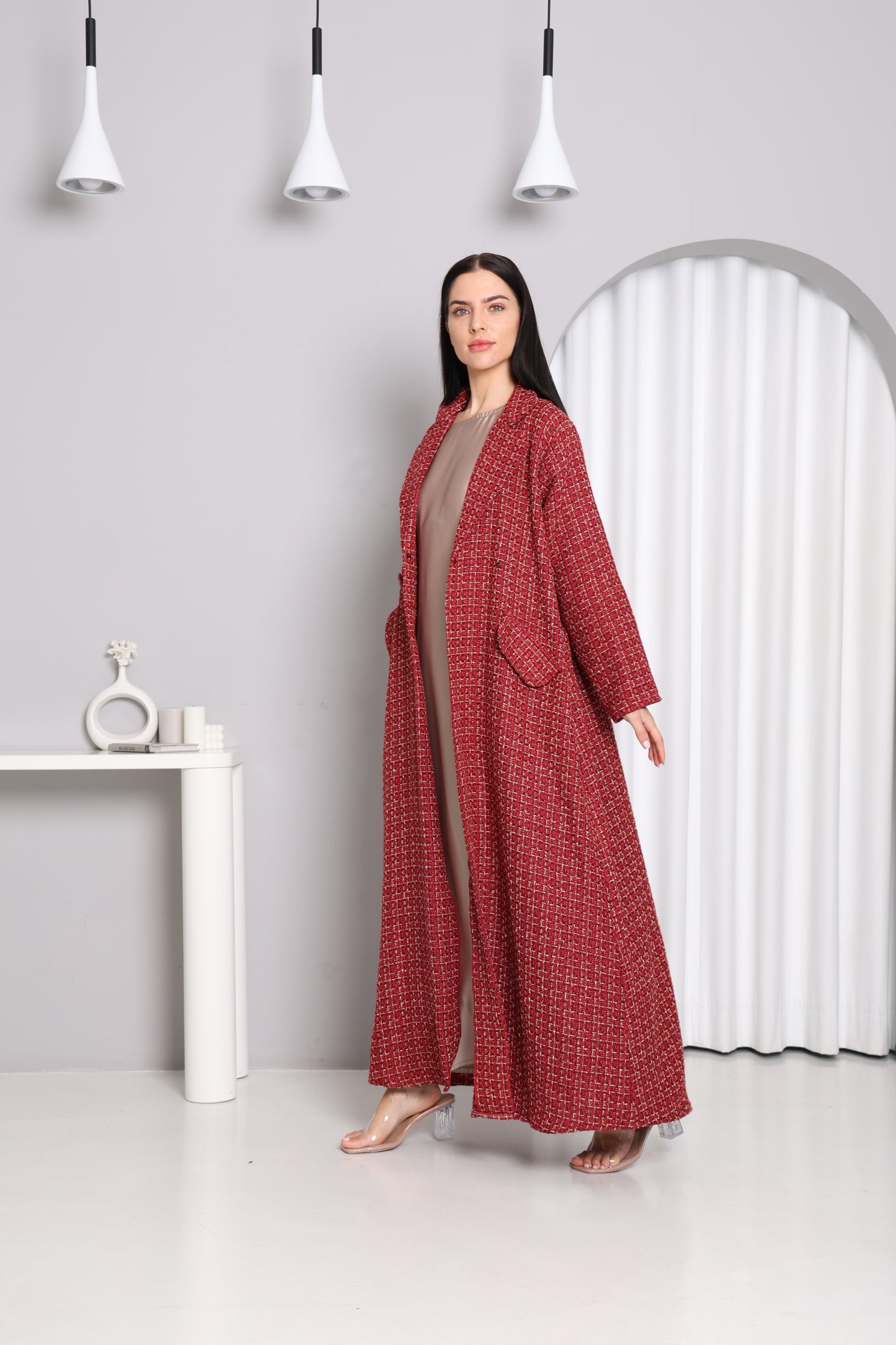 Red Duchess Suit Abaya- Sandy's Edition Boutique