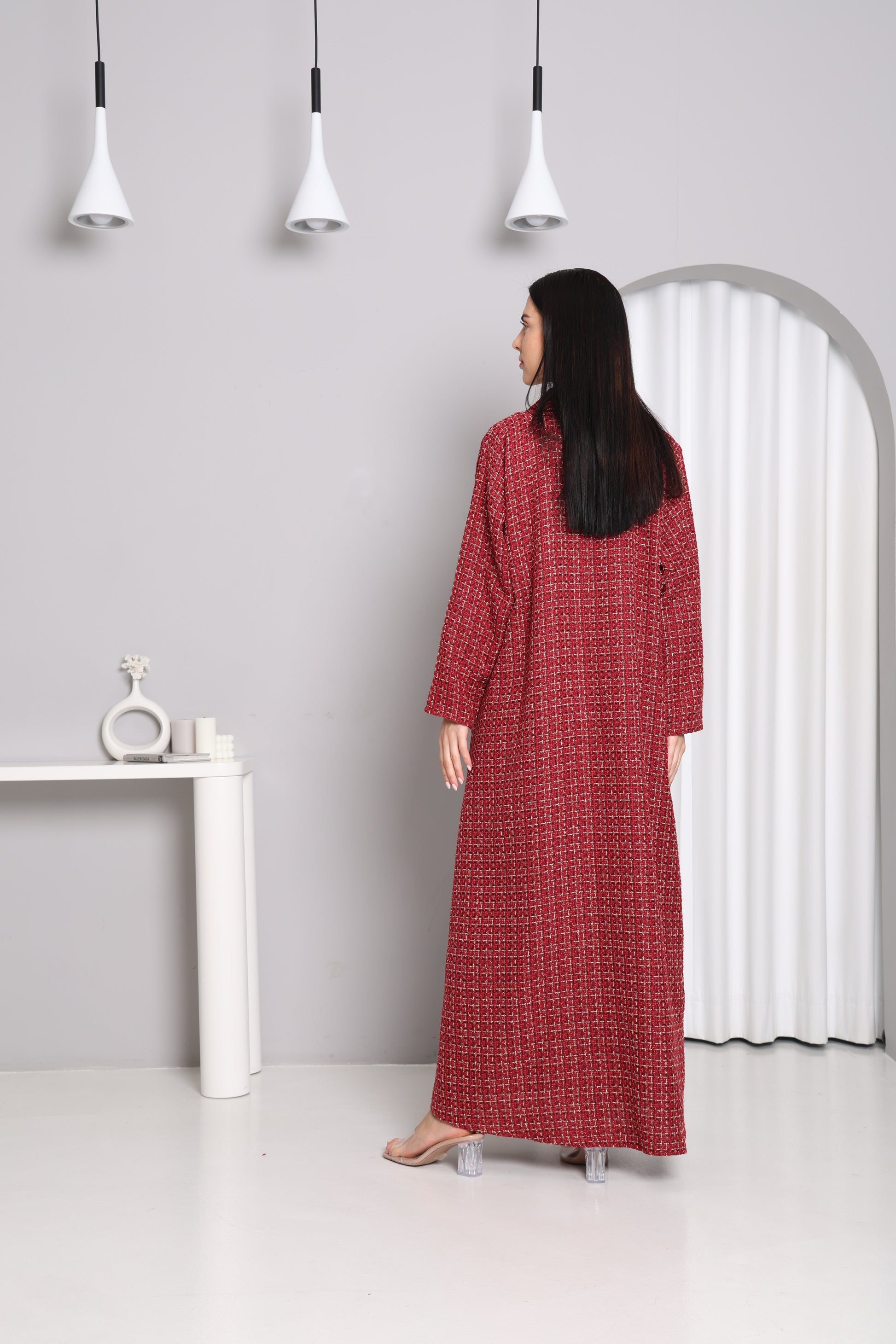 Red Duchess Suit Abaya- Sandy's Edition Boutique