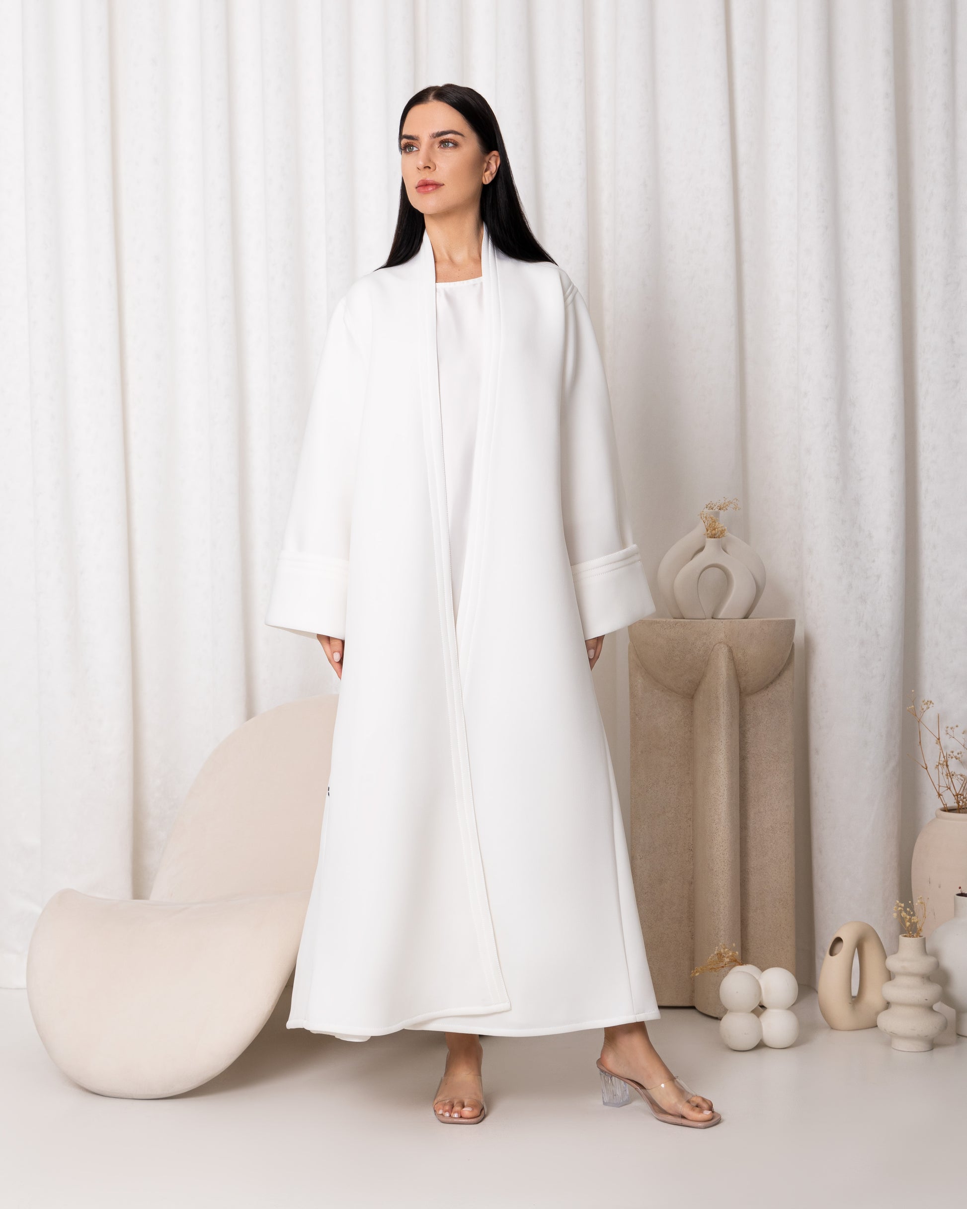 White Neoprene Abaya-Sandy's Edition Boutique